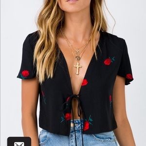 Princess Polly Motel Scatter Rose Vaco Cropped Blouse